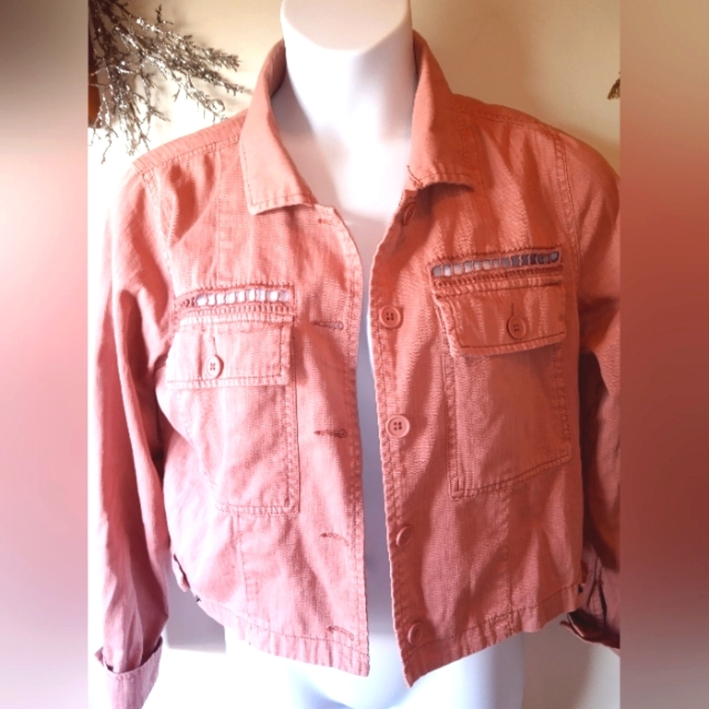 EUC AEROPOSTALE LONG SLEEVE BUTTON DOWN CROPPED JACKET SIZE LARGE
